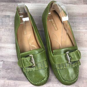 Antonio Melani 'Tabbie' Leather Loafers Moccasins Slip On Flats Green 10M